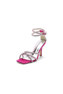 Square Open - Toe Beaded Strap Buckle Stiletto Heels - KissProm