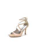 Square Open Toe Hollow Out Satin Stiletto Heels - KissProm