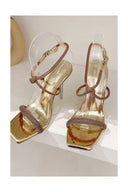 Square Toe Stiletto Black High Heels - KissProm