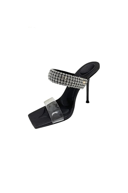 Square Toe Stiletto High Heels with Beading - KissProm