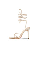 Squared Open Toe Strappy Silhouette Ankle Wrap Women Heeled Sandal - KissProm