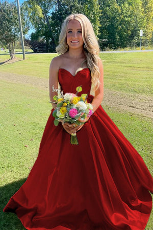 Stardust | Ball Gown Sweetheart Satin Long Prom Dresses