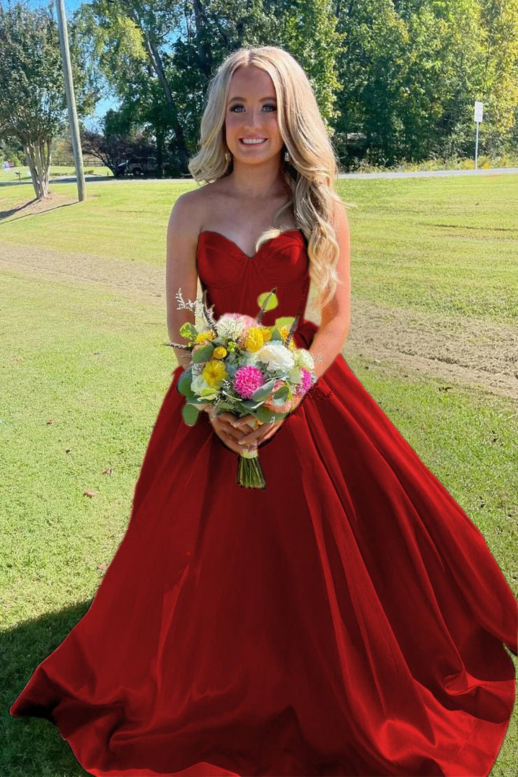 Stardust | Ball Gown Sweetheart Satin Long Prom Dresses