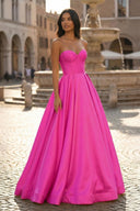 Ball Gown Sweetheart Satin Long Prom Dresses - KISSPROM PROM DRESSES