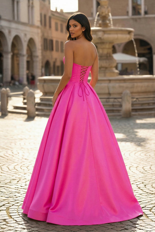 Ball Gown Sweetheart Satin Long Prom Dresses