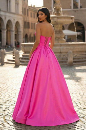 Ball Gown Sweetheart Satin Long Prom Dresses - KISSPROM PROM DRESSES