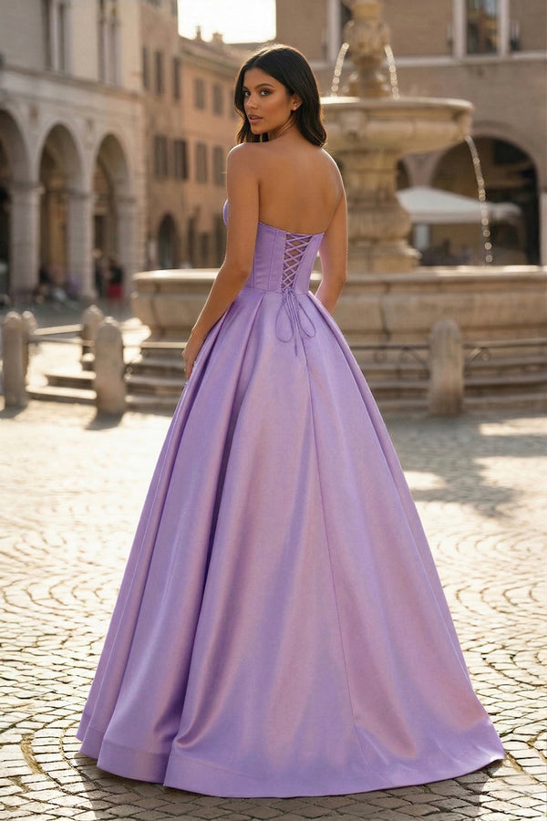 Ball Gown Sweetheart Satin Long Prom Dresses - KISSPROM PROM DRESSES