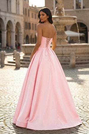 Ball Gown Sweetheart Satin Long Prom Dresses - KISSPROM PROM DRESSES