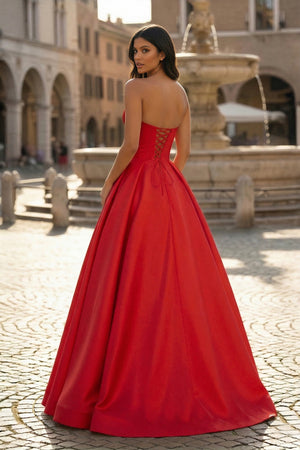 Ball Gown Sweetheart Satin Long Prom Dresses - KISSPROM PROM DRESSES