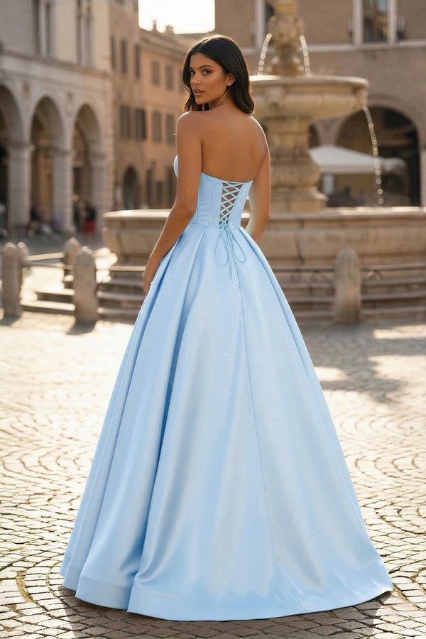 Ball Gown Sweetheart Satin Long Prom Dresses - KISSPROM PROM DRESSES