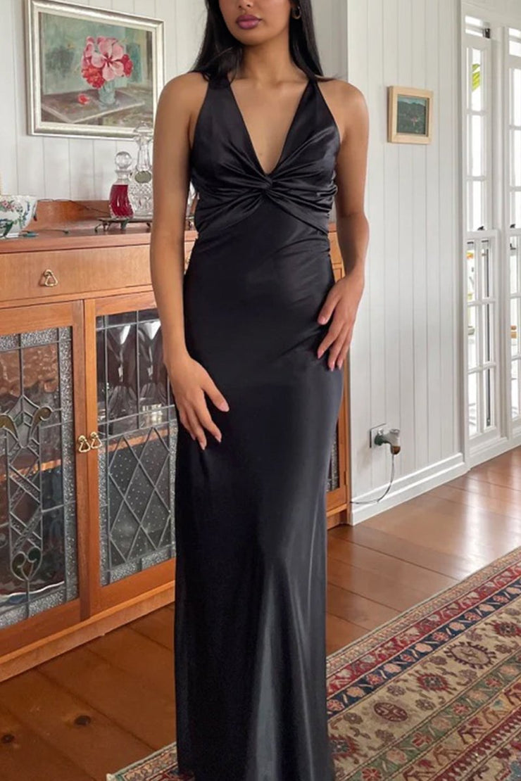 Halter Neck Sleeveless Long Slit Prom Dress