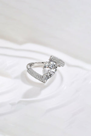 Sterling Silver Crushed Ice Pear Cut White Gemstone Wedding Ring - KissProm
