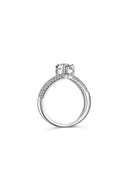 Sterling Silver Crushed Ice Pear Cut White Gemstone Wedding Ring - KissProm