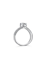 Sterling Silver Crushed Ice Pear Cut White Gemstone Wedding Ring - KissProm
