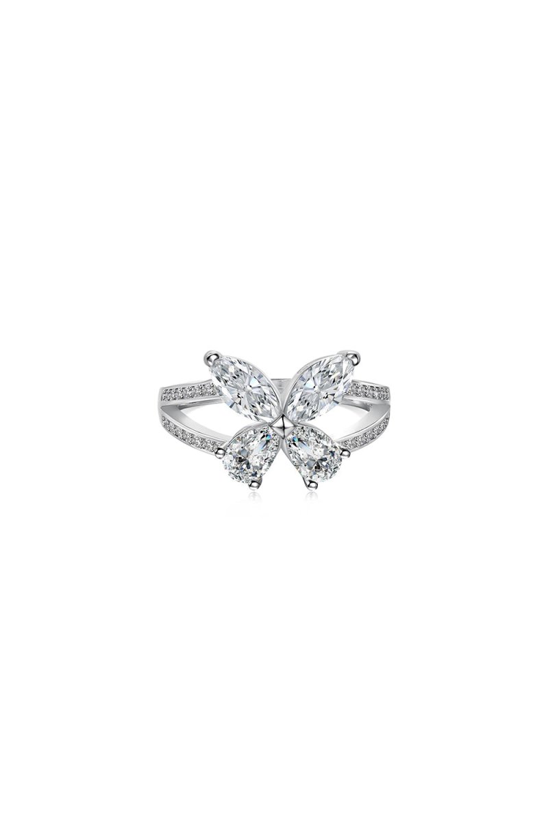 Sterling Silver Marquise Shape Butterfly Ring - KissProm