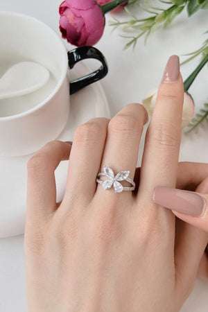 Sterling Silver Marquise Shape Butterfly Ring - KissProm