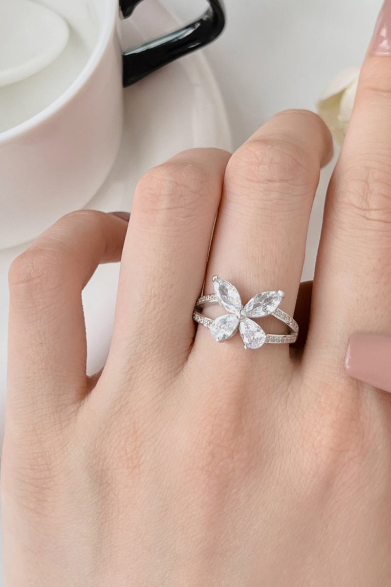 Sterling Silver Marquise Shape Butterfly Ring - KissProm