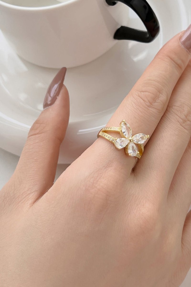 Sterling Silver Marquise Shape Butterfly Ring - KissProm