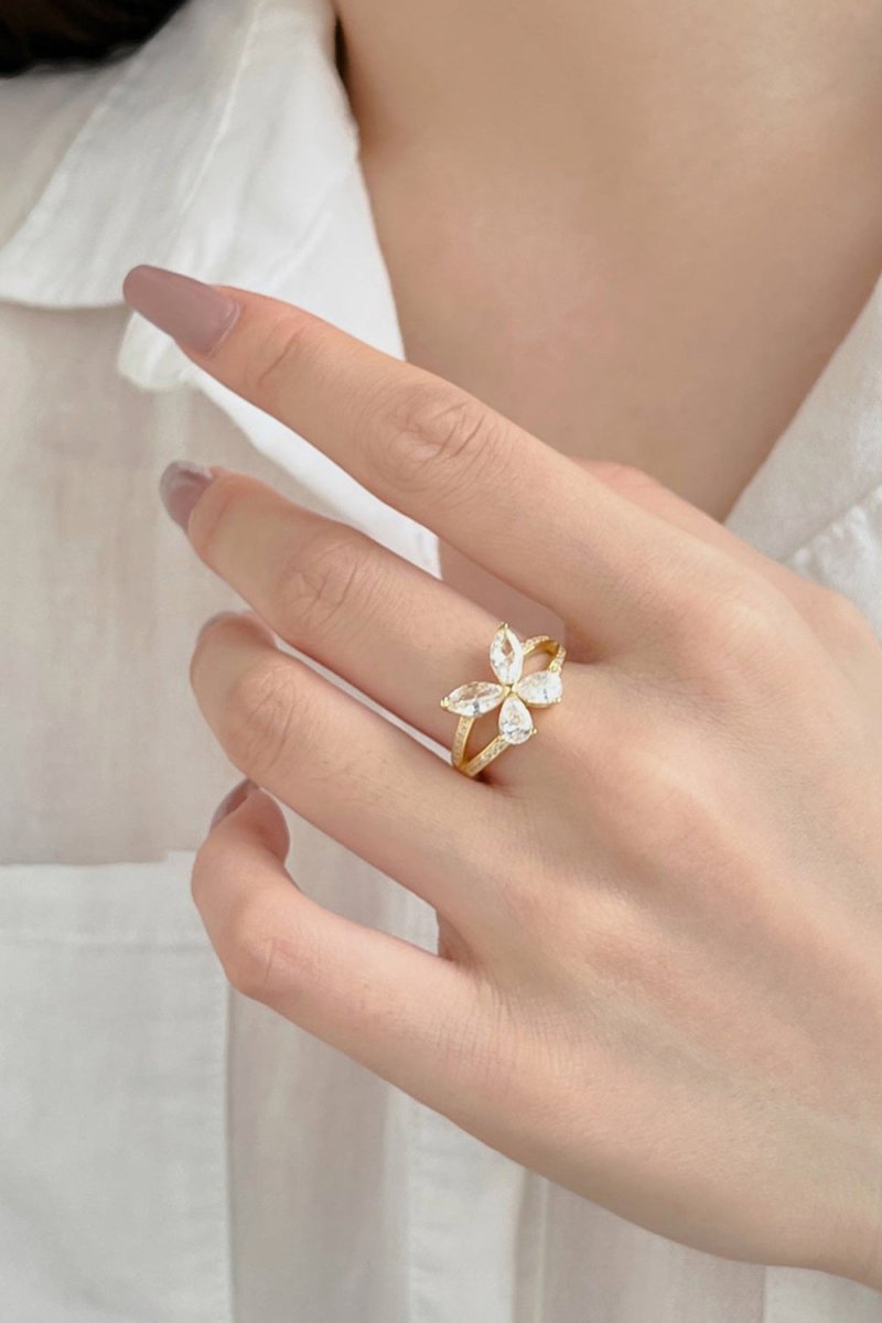 Sterling Silver Marquise Shape Butterfly Ring - KissProm