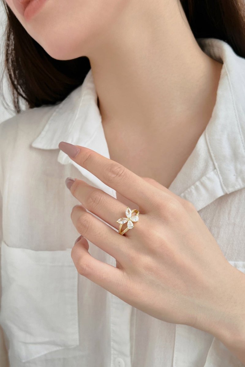 Sterling Silver Marquise Shape Butterfly Ring - KissProm