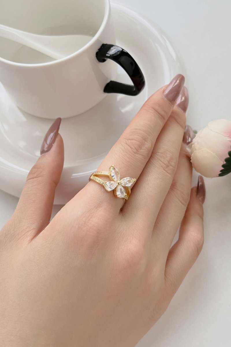 Sterling Silver Marquise Shape Butterfly Ring - KissProm