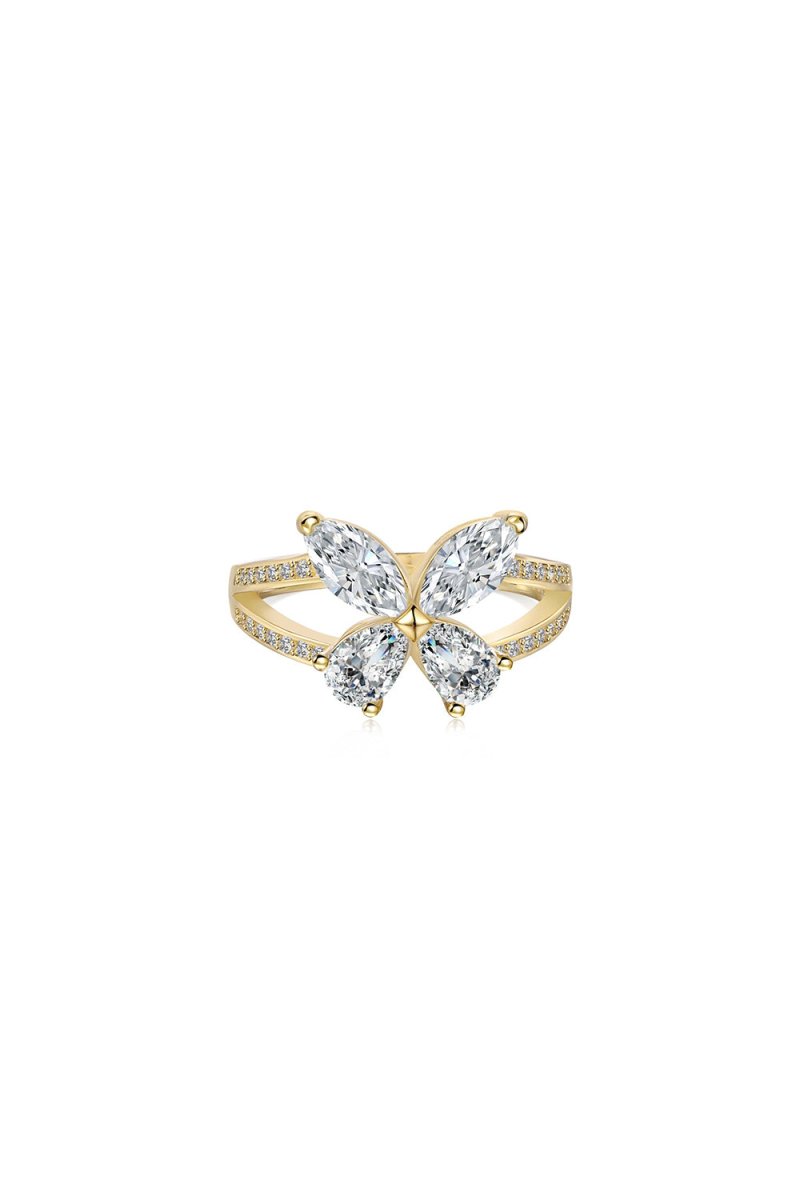 Sterling Silver Marquise Shape Butterfly Ring - KissProm