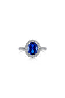 Sterling Silver Oval Royal Blue Sapphire Ring - KissProm