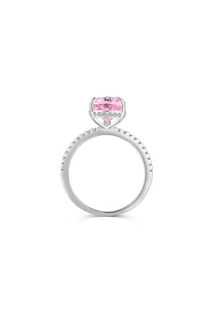 Sterling Silver Pear Cut Radiant Zircon Engagement Ring
