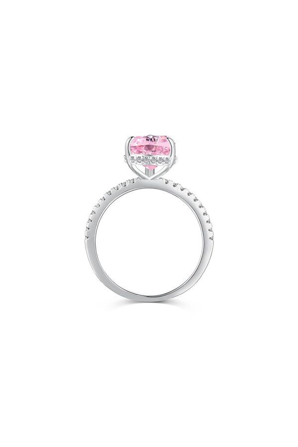 Sterling Silver Pear Cut Radiant Zircon Engagement Ring