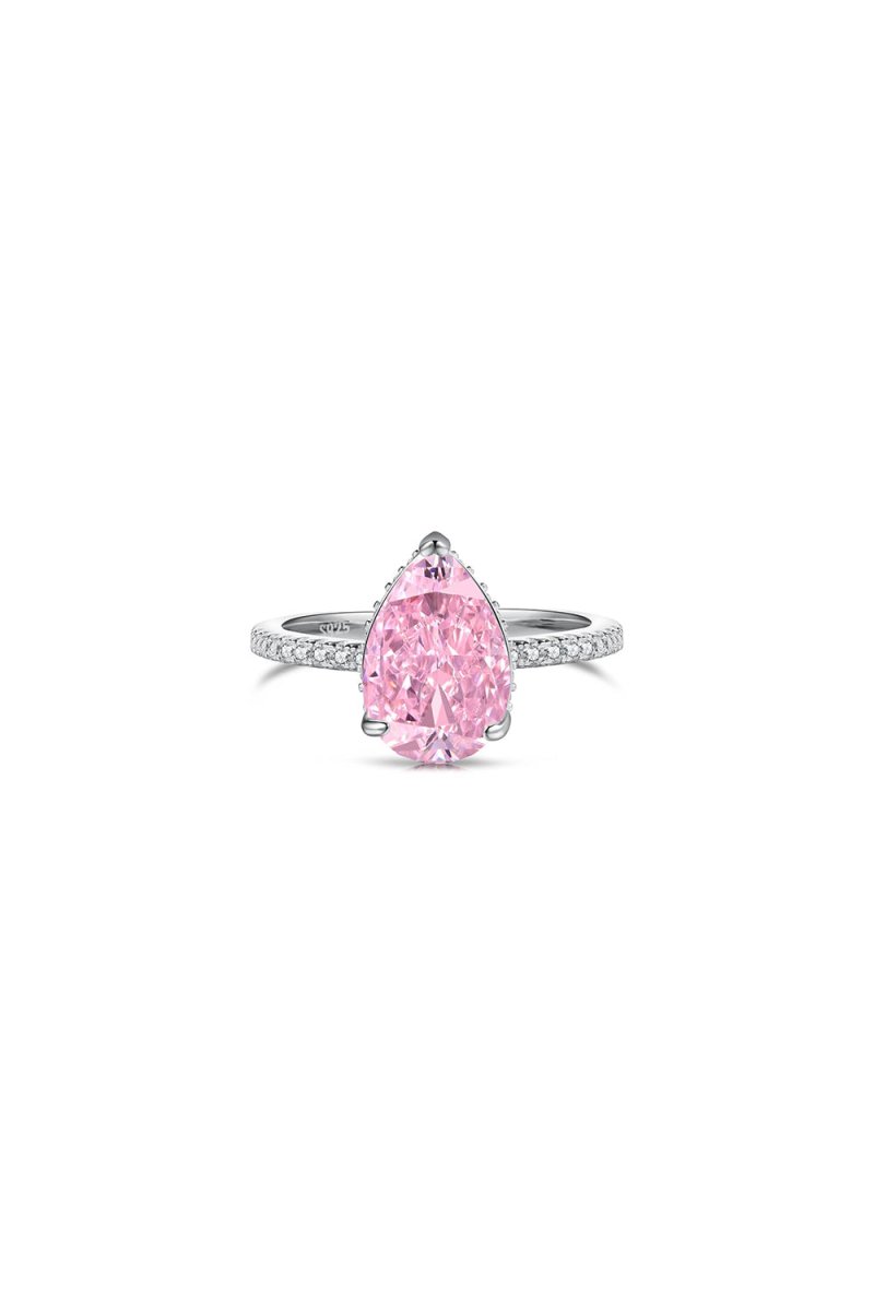Sterling Silver Pear Cut Radiant Zircon Engagement Ring