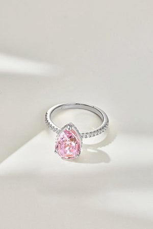 Sterling Silver Pear Cut Radiant Zircon Engagement Ring