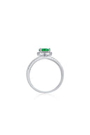 Sterling Silver Round Emerald Ring - KissProm