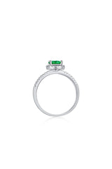 Sterling Silver Round Emerald Ring - KissProm