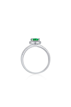 Sterling Silver Round Emerald Ring - KissProm
