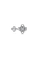 Sterling Silver Sparkling Four Leaf Clover Adjustable Open Ring - KissProm