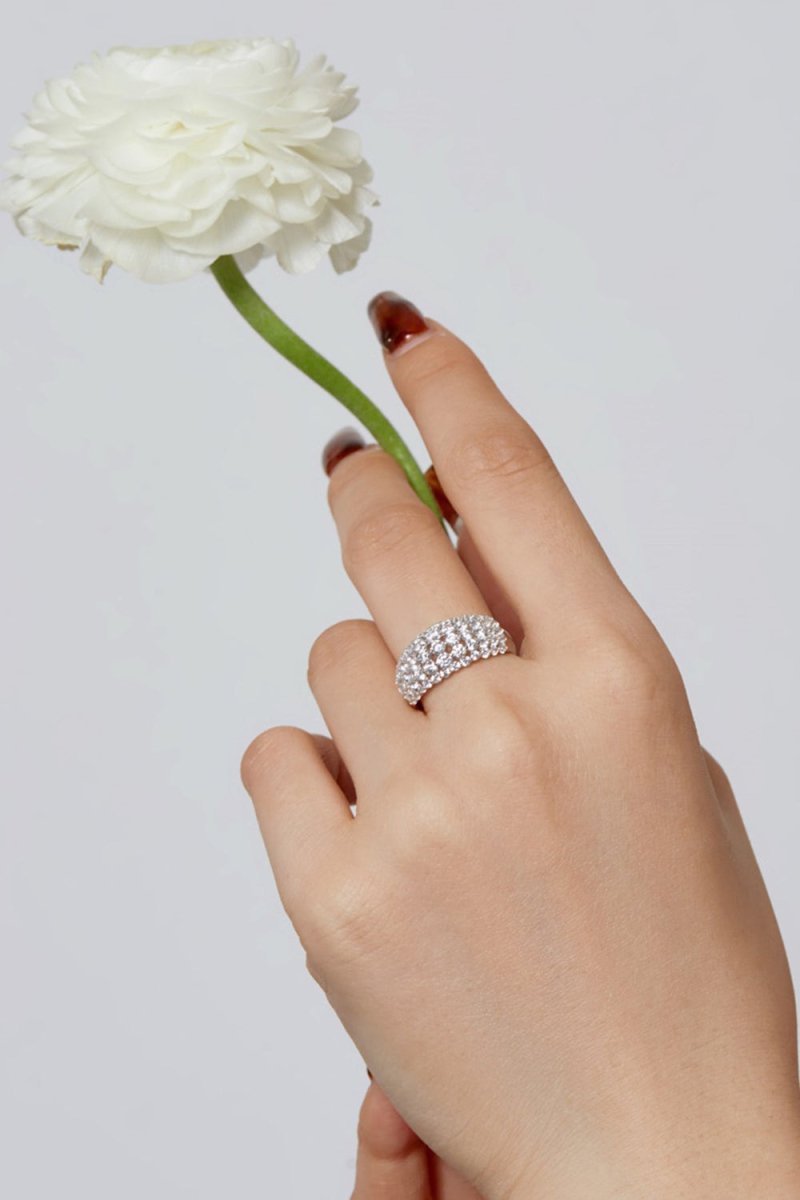 Sterling Silver White Zircon Band Ring - KissProm