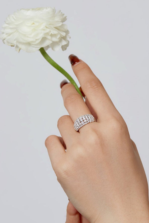 Sterling Silver White Zircon Band Ring - KissProm