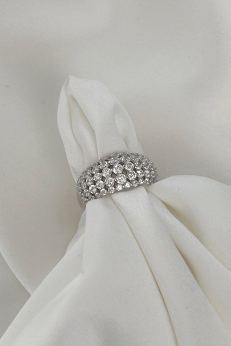 Sterling Silver White Zircon Band Ring - KissProm