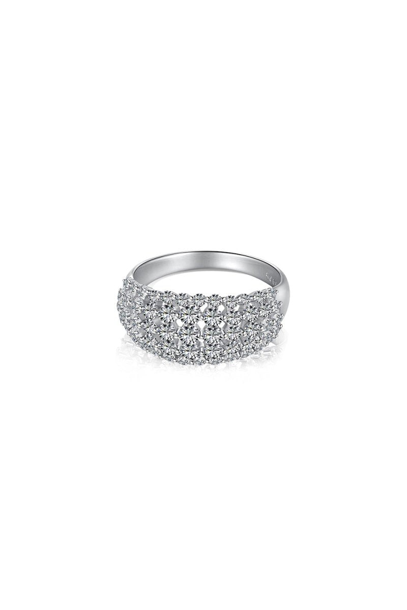 Sterling Silver White Zircon Band Ring - KissProm
