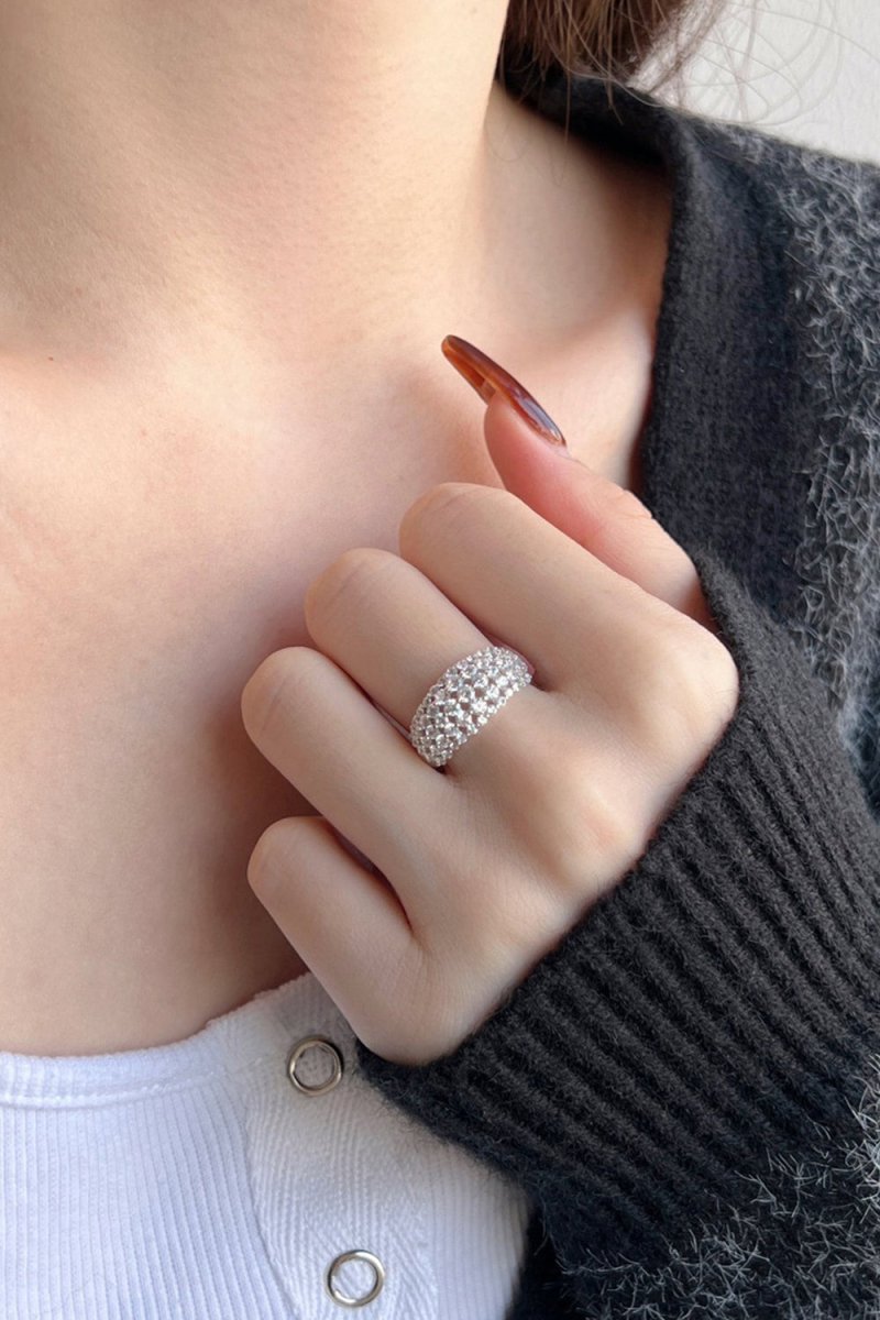 Sterling Silver White Zircon Band Ring - KissProm