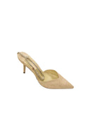 Off White Stiletto Ankle High Heel Sandals - KissProm
