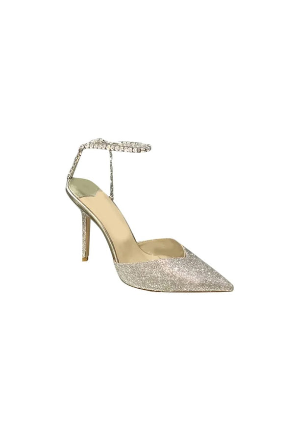 Off White Stiletto Ankle High Heel Sandals - KissProm