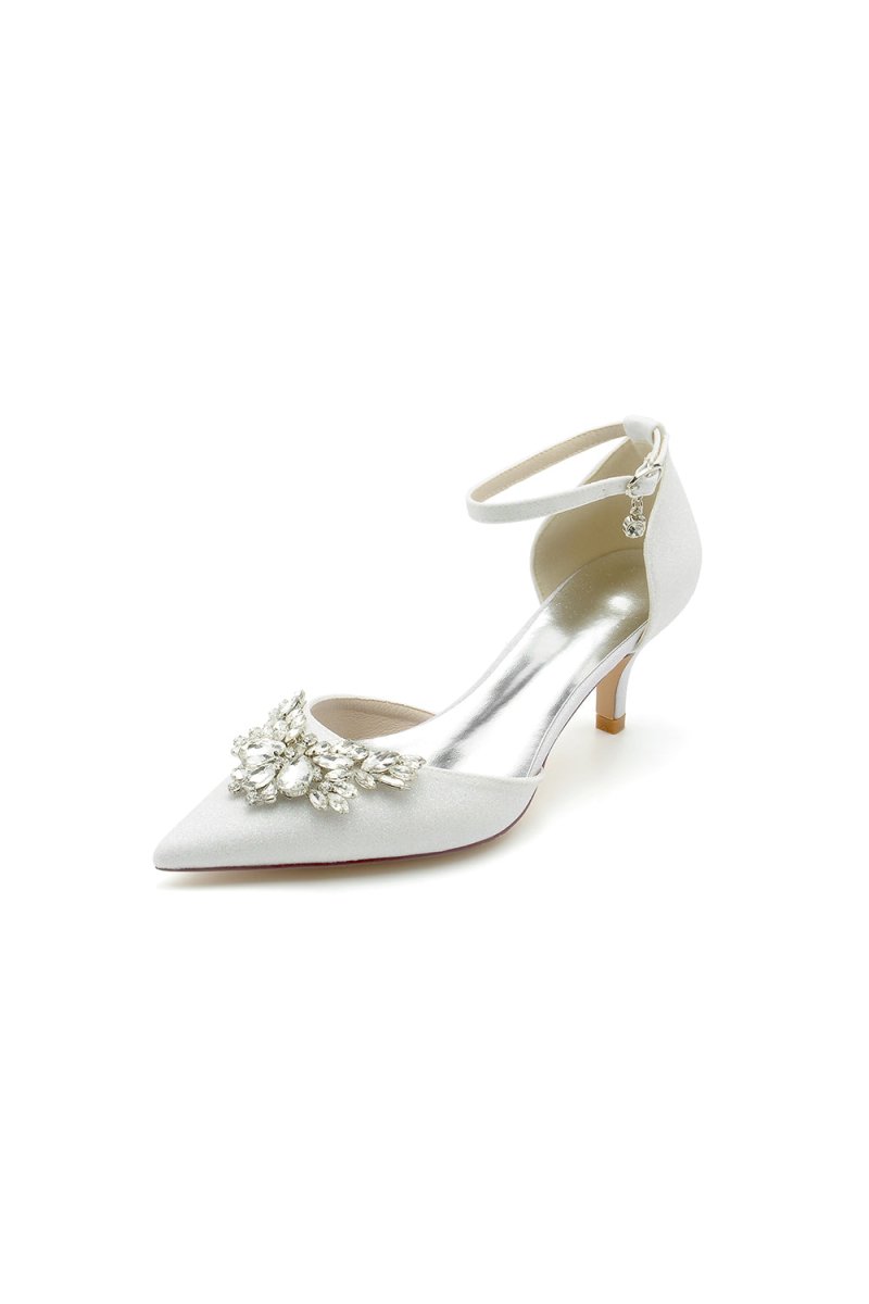 Stiletto Heel Glitter Crystal Wedding Shoes with Rhinestone - KissProm