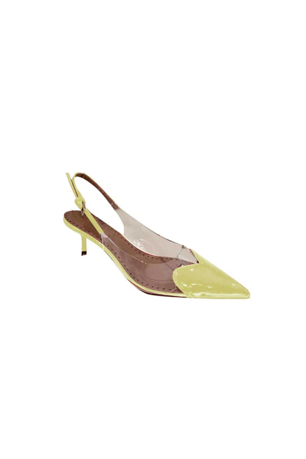 Yellow Stiletto Heel Mid Heel Sandals - KissProm