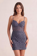 Stormy Bodycon Spaghetti Straps Tight Short Homecoming Dress with Appliques | KISSPROM