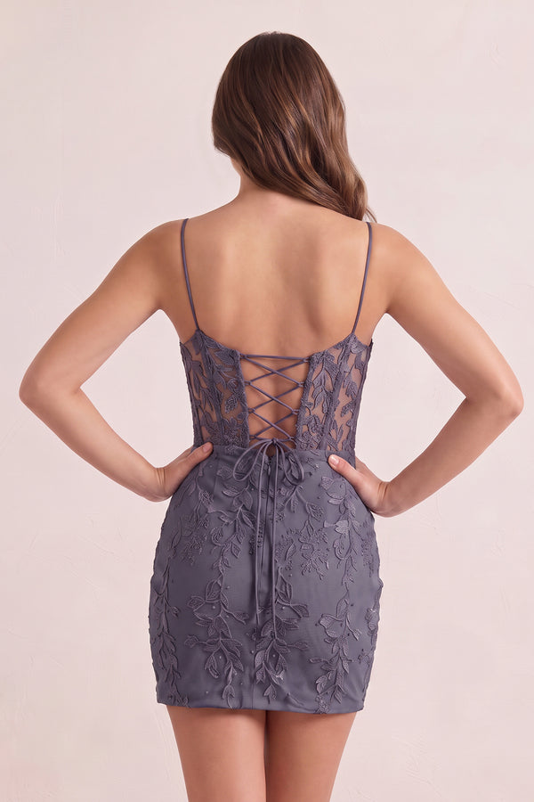 Stormy Bodycon Spaghetti Straps Tight Short Homecoming Dress with Appliques | KISSPROM