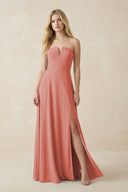 Strapless A - Line Chiffon Bridesmaid Dress With Slit in Mulberry - KissProm Bridesmaid Dresses