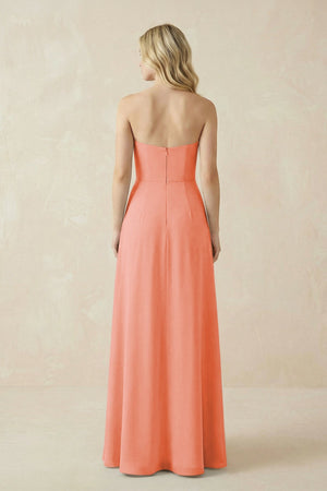 Strapless A - Line Chiffon Bridesmaid Dress With Slit in Rosette - KissProm Bridesmaid Dresses