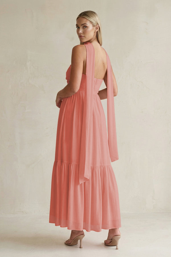 Strapless A - Line Chiffon Ruffled Bridesmaid Dress With Ribbon in Mulberry - KissProm Bridesmaid Dresses