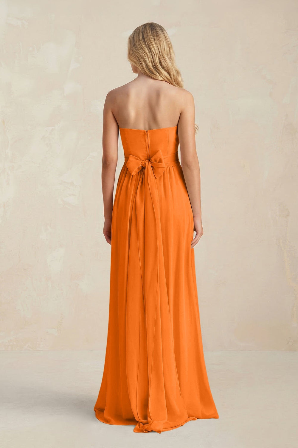 Strapless A - Line Pleated Chiffon Bridesmaid Dress With Slit in Cinnamon - KissProm Bridesmaid Dresses